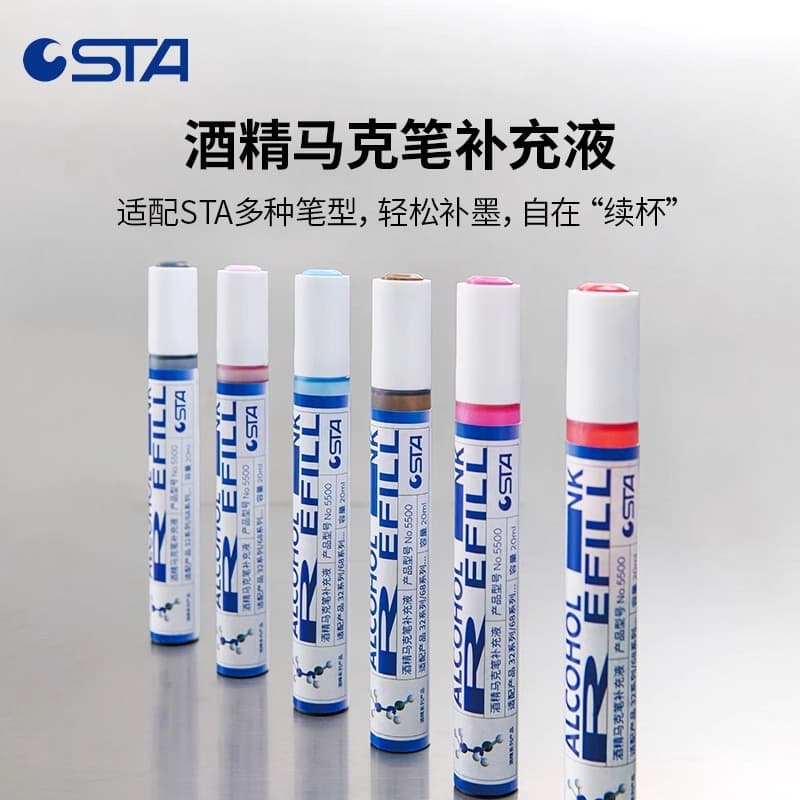 STA Marker Ink Refill New Universal Large Capacity Alcohol-Based Oil-Based Color Pen Refill Single