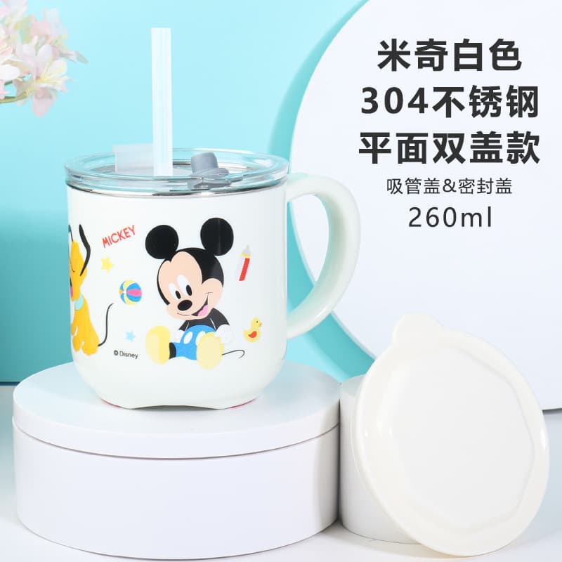 Kids Water Cup, Household Stainless Steel Mug, Kindergarten Baby Milk Cup with Lid, Drop-Resistant and Portable