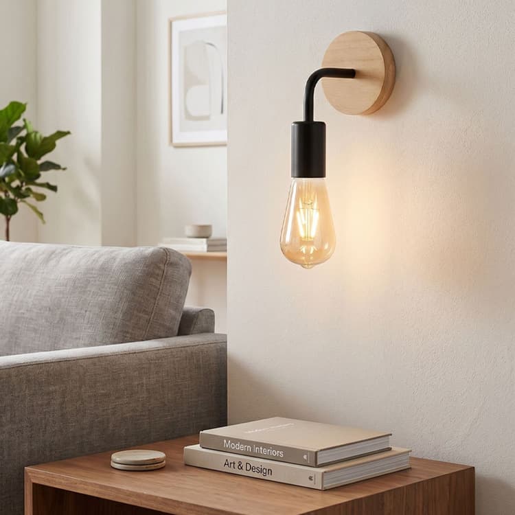 Nordic Modern Solid Wood Small Wall Lamp, Minimalist Iron Art Mirror Light for Bathroom, Hallway, Bedroom Bedside Wall Light