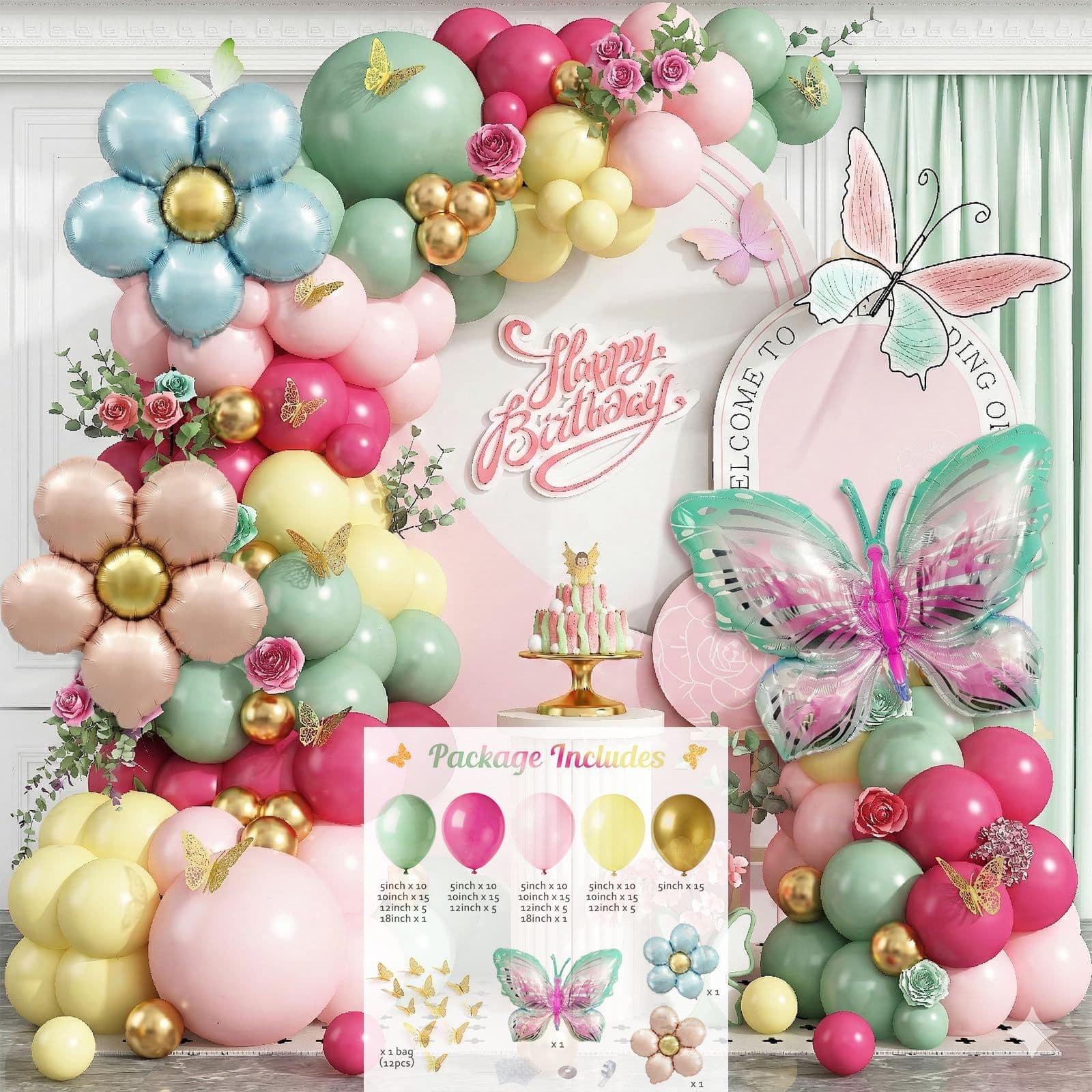 Butterfly Party Birthday Balloon Chain Set for Birthday, Valentine's Day, Wedding, and Children's Day Scenes