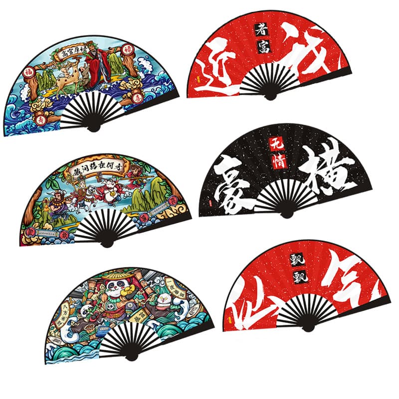 Chinese Trend Folding Fan, Vintage Chinese Style Silk Fan, Bar Club Dance Prop, Personalized Chinese Trend Fan
