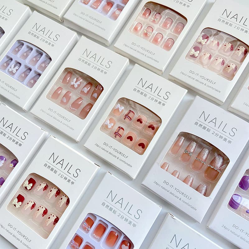 Summer New Style Ins-Style Wearable Nails, Pure Desire Nail Art Patches, Whitening Effect, Removable Nail Pieces, Long and Short Nail Pieces, Finished Product