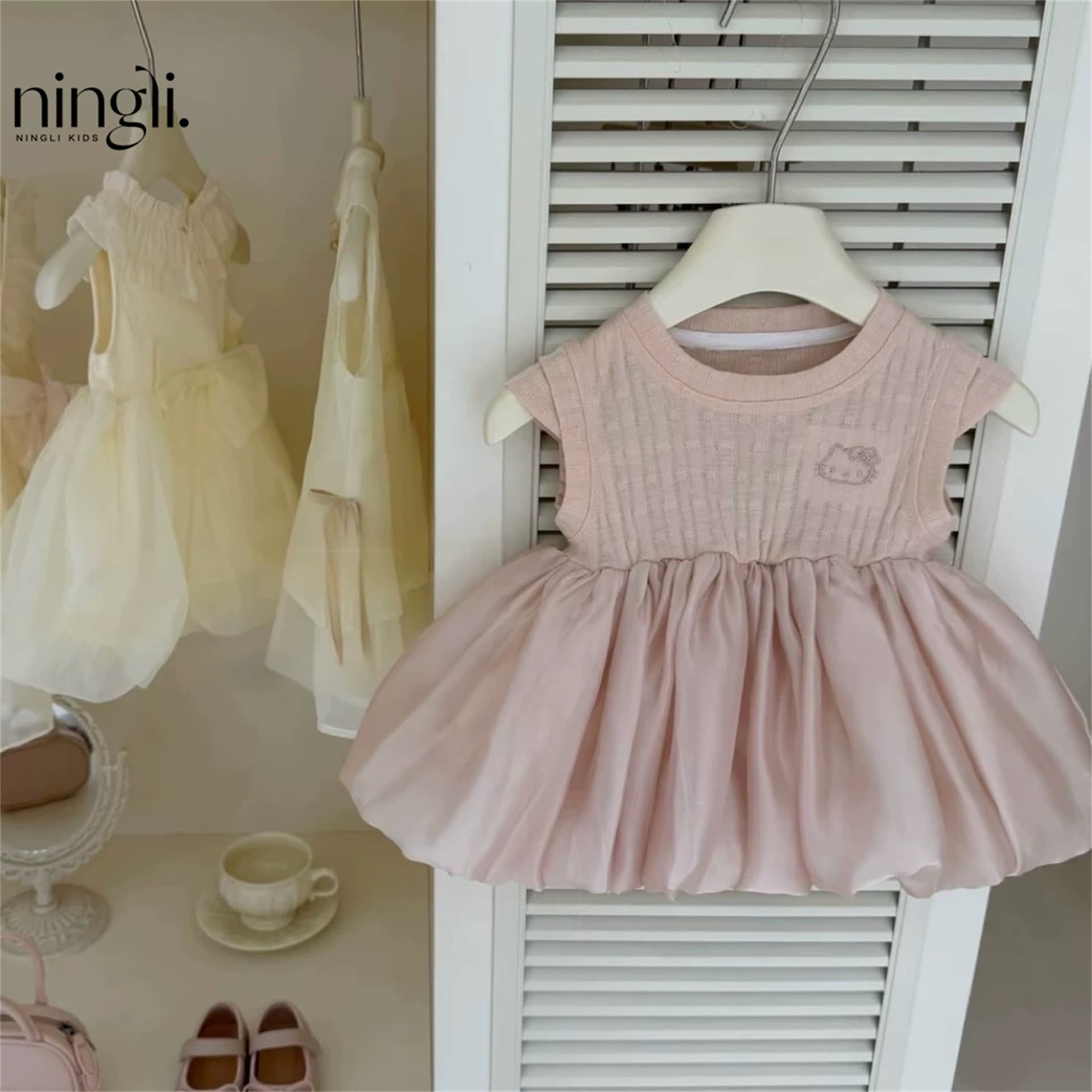 【Ningli】Sweet KT! Original 2026 Summer Girls KT Fashionable Puffy Dress Birthday Dress Baby Dress