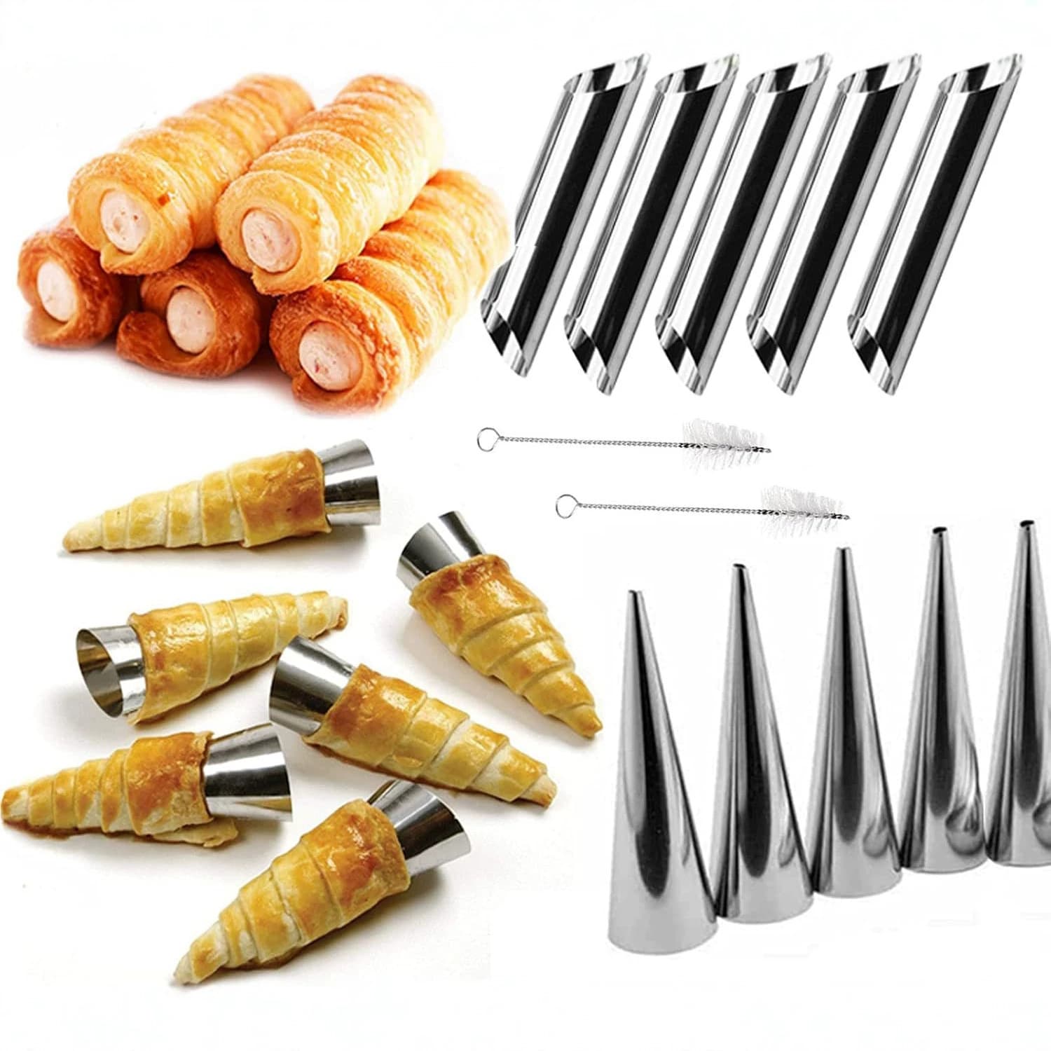 Spot stainless steel croissant Danish tube awl-shaped spiral tube baking mold Danish croissant mold bread mold