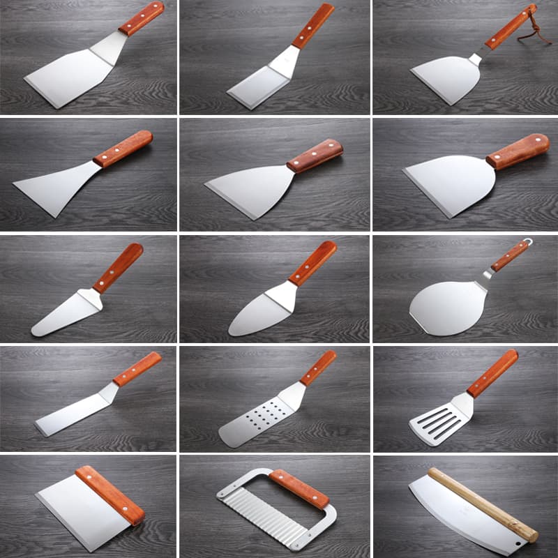 Stainless Steel Teppanyaki Spatula, Stir-Fry Spatula, Steak Spatula, Pizza Spatula, Pan-Fried Bun Spatula, Hand-Grab Cake Tool, Frozen Yogurt Spatula