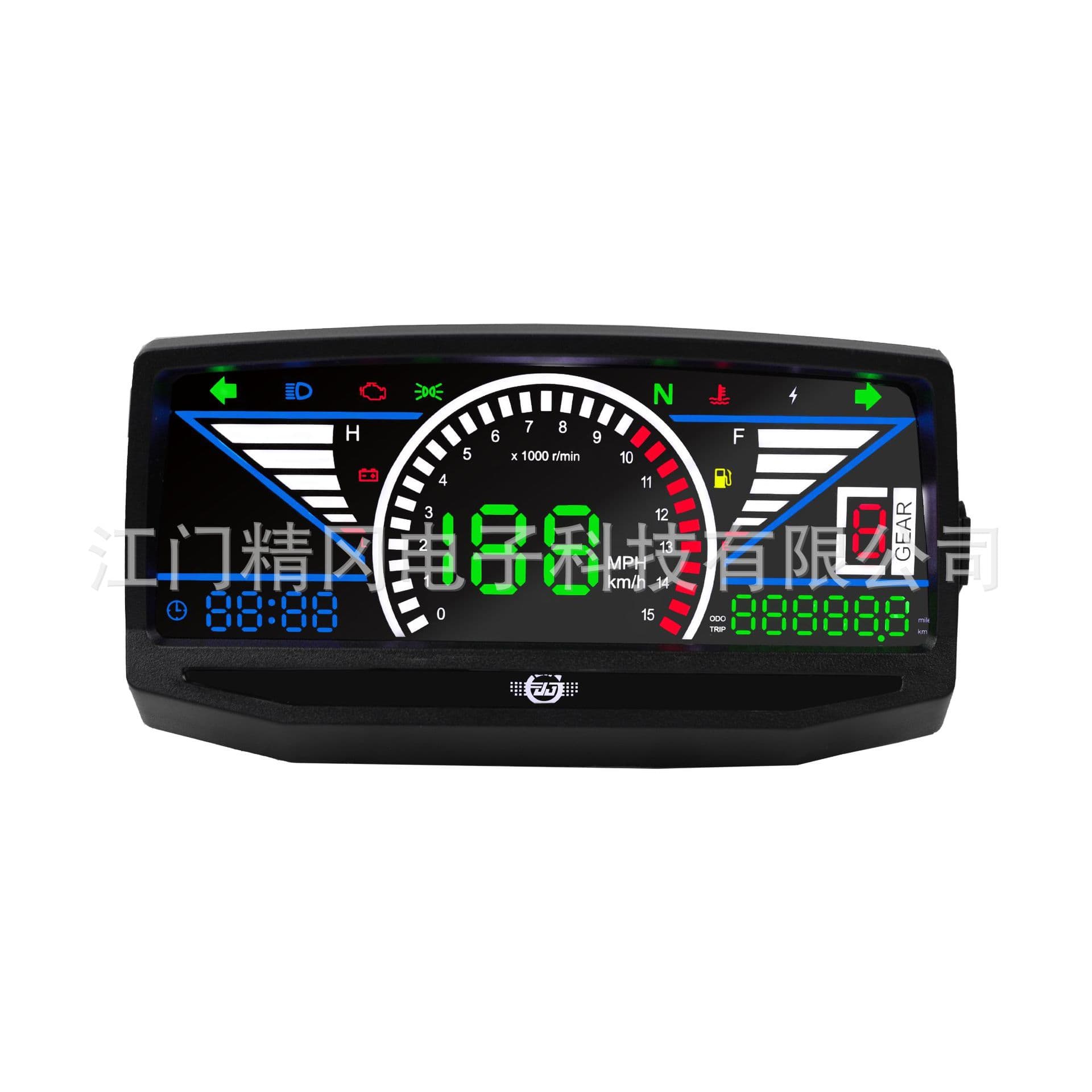 Motorcycle Conversion Gauge Tachometer Fuel Level Voltage Odometer LED Electronic Style Gauge