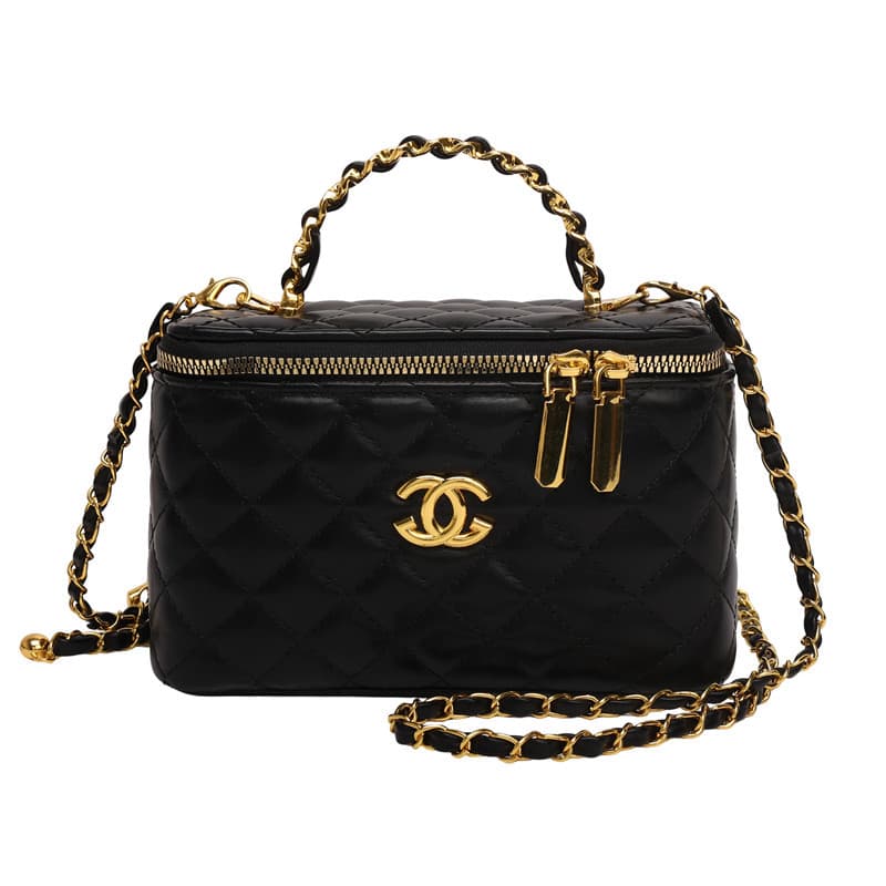 Chanel-style Large Exquisite Box Bag 2025 Fall/Winter High-Fashion Cosmetic Shoulder Bag with Diamond Quilted Pattern, Handheld and Crossbody