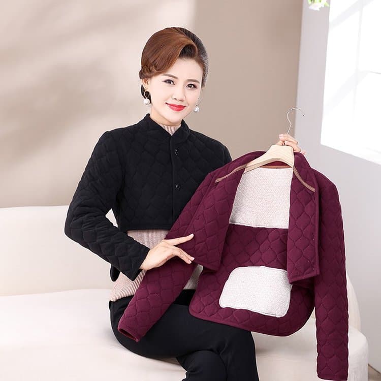 Middle-Aged and Elderly German Fleece Back Protection Long Sleeve Warm Fleece-Lined Shoulder and Neck Protection Vest, Mother Style Sleeping Cold-Proof Sleeveless Top