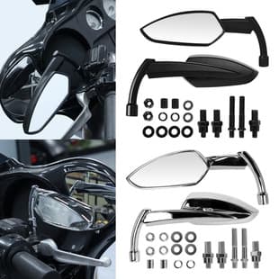 Retro Motorcycle Style Rear View Mirrors Compatible with Honda, Kawasaki, Suzuki, Yamaha, and Harley Cruisers