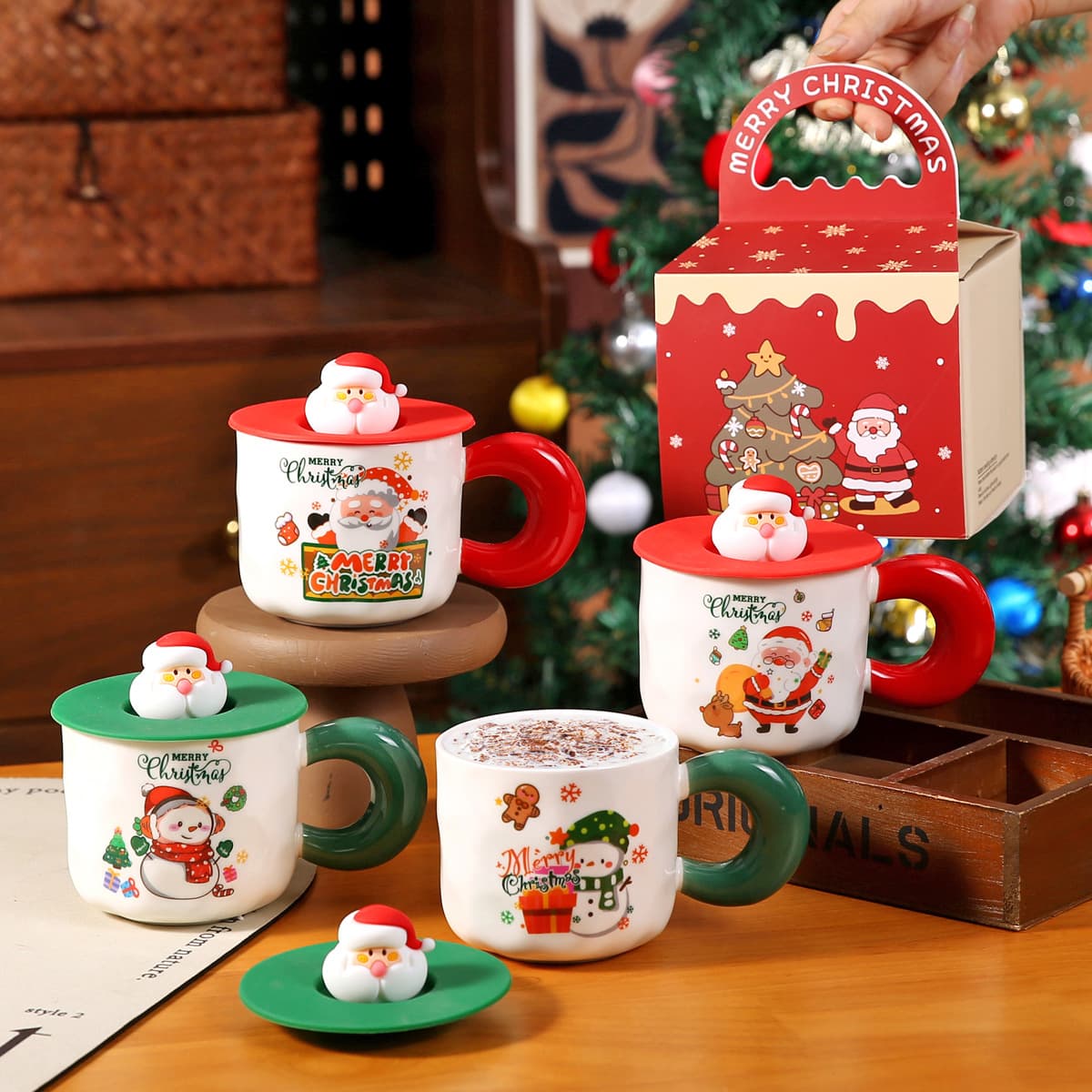 Christmas gift ceramic mug cartoon creative small gift home water cup souvenir couple Christmas mug