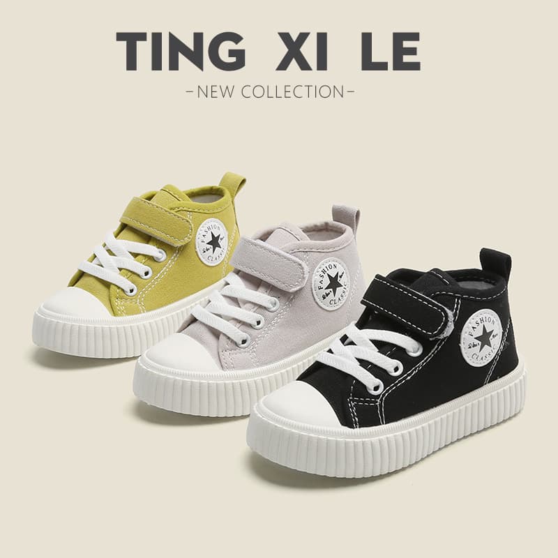 Children's High-Top Canvas Shoes, 2025 Spring/Autumn New Style, Boys' Casual Anti-Slip Shoes, Girls' Board Shoes, Soft-Soled Baby Shoes