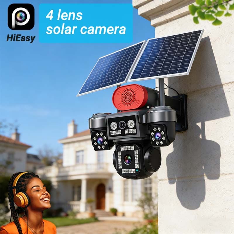 4G solar camera 4 lens Hieasy camera HD night vision surveillance AOV solar camera
