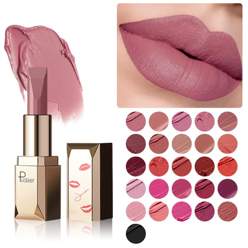 Cross-border exclusive supply of Pudaier matte matte velvet Matte lipstick European and American lip glaze 26 colors lip gloss lip gloss in stock