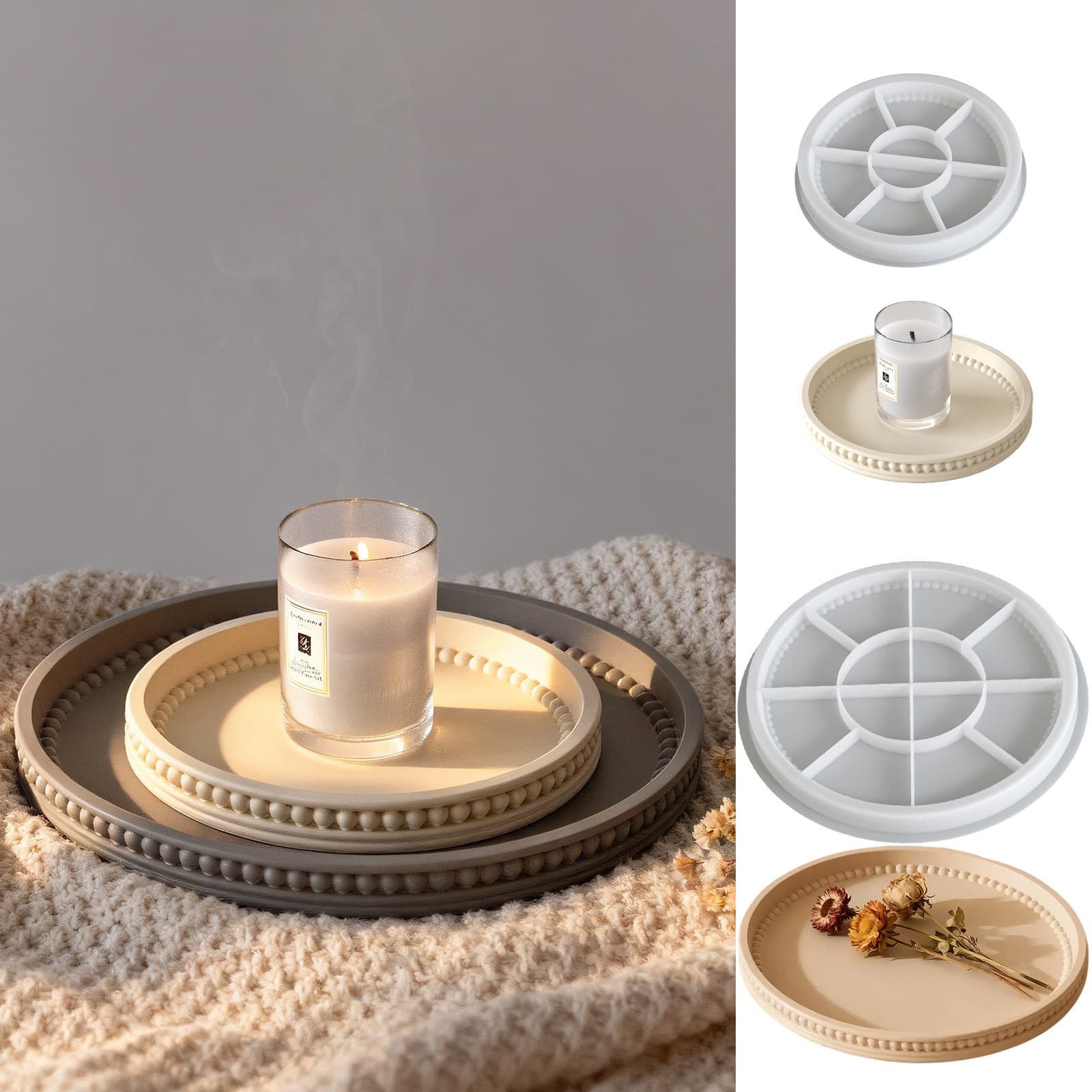 Cross-border Round Bubble Bead Tray Silicone Mold DIY Epoxy Resin Plaster Storage Tray Decoration Wholesale