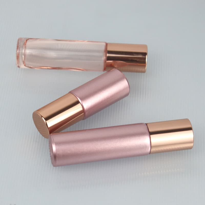 Factory Stock 10ml Rose Gold Roller Bottle 5ml Eye Massage Roll-On Bottle Matte Rose Gold Perfume Bottle