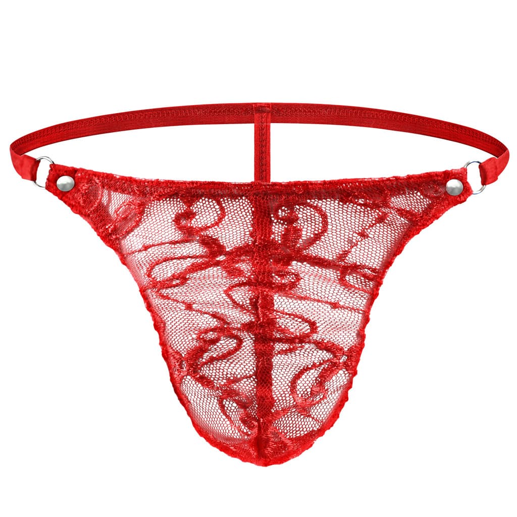 Tzy095T men's sexy underwear wholesale transparent mesh dark pattern low waist sexy thong T pants