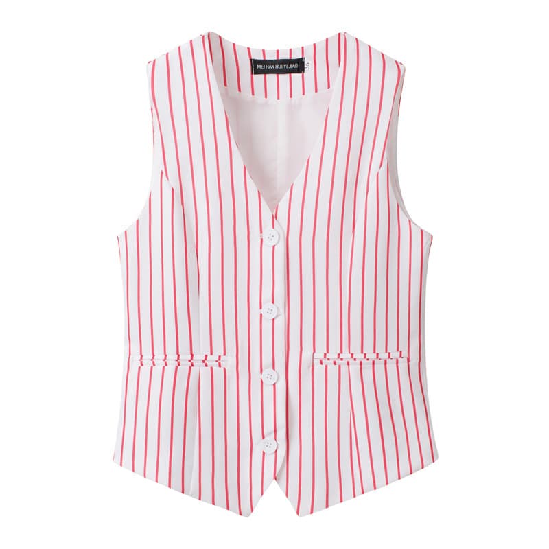 Black V-Neck Small Suit Vest for Women, Retro Short Layered Fashionable Sleeveless Vest Top