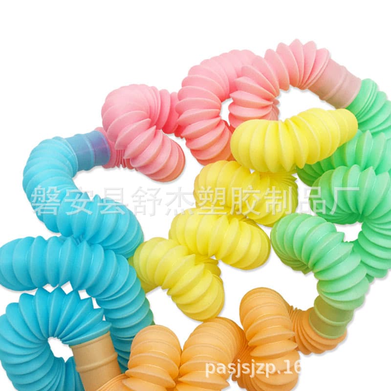 Telescopic Tube Macaron Pop Tube Colorful Stretch Plastic Tube Telescopic Corrugated Tube Decompression Vent Toys Wholesale