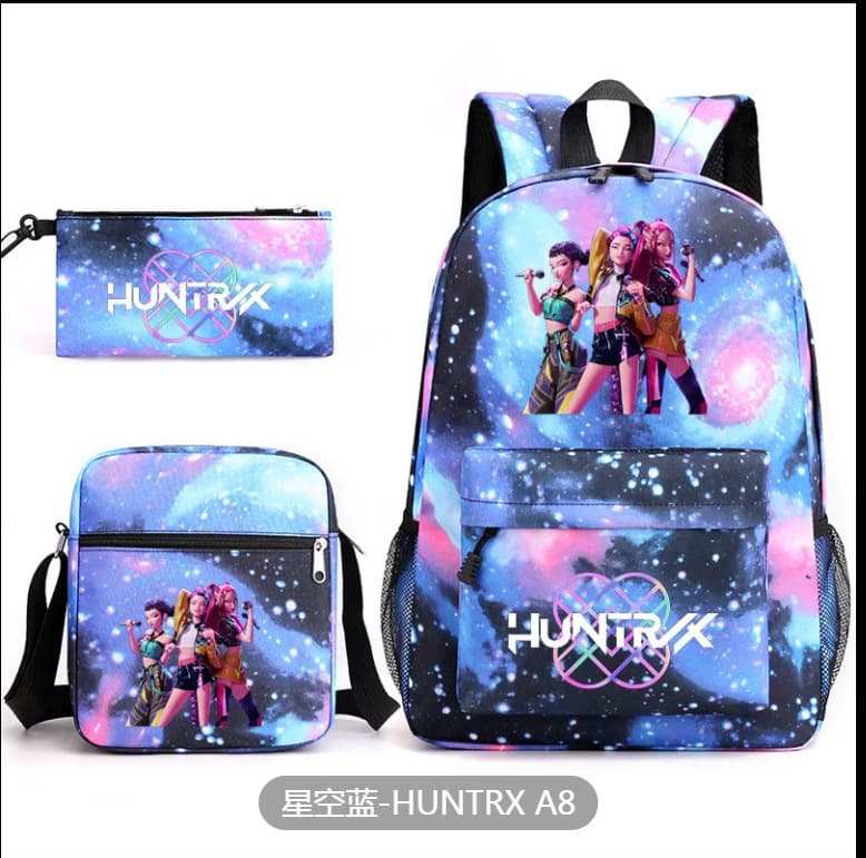2025 KPOP Devil Hunter New Trendy Backpack - Student Backpack - Three-Piece Set
