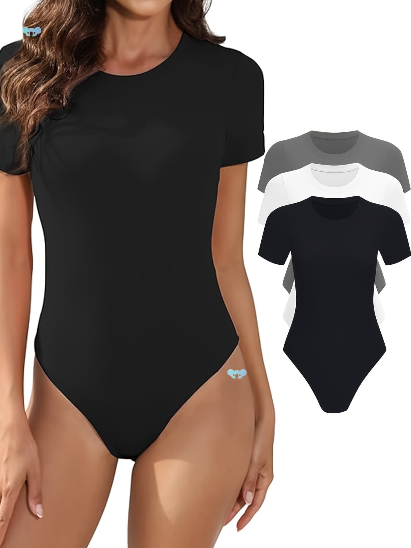 3-Pack Soft & Stretchy Comfortable Bodysuits - Women's Crew Neck