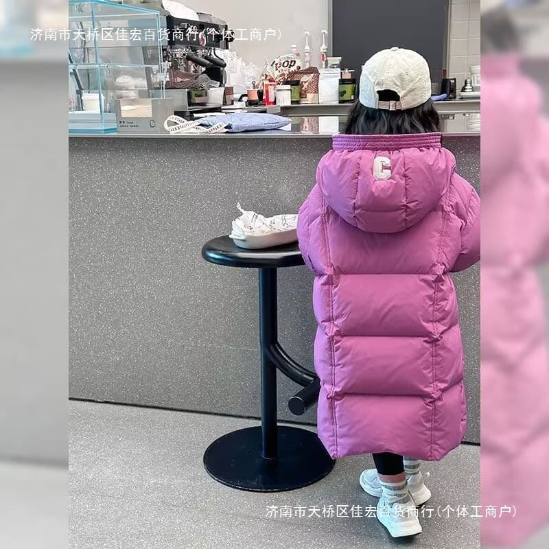 Girls' Winter Down Cotton Coat 2025 New Winter Fashionable Children's Long Warm Thick Cotton Jacket