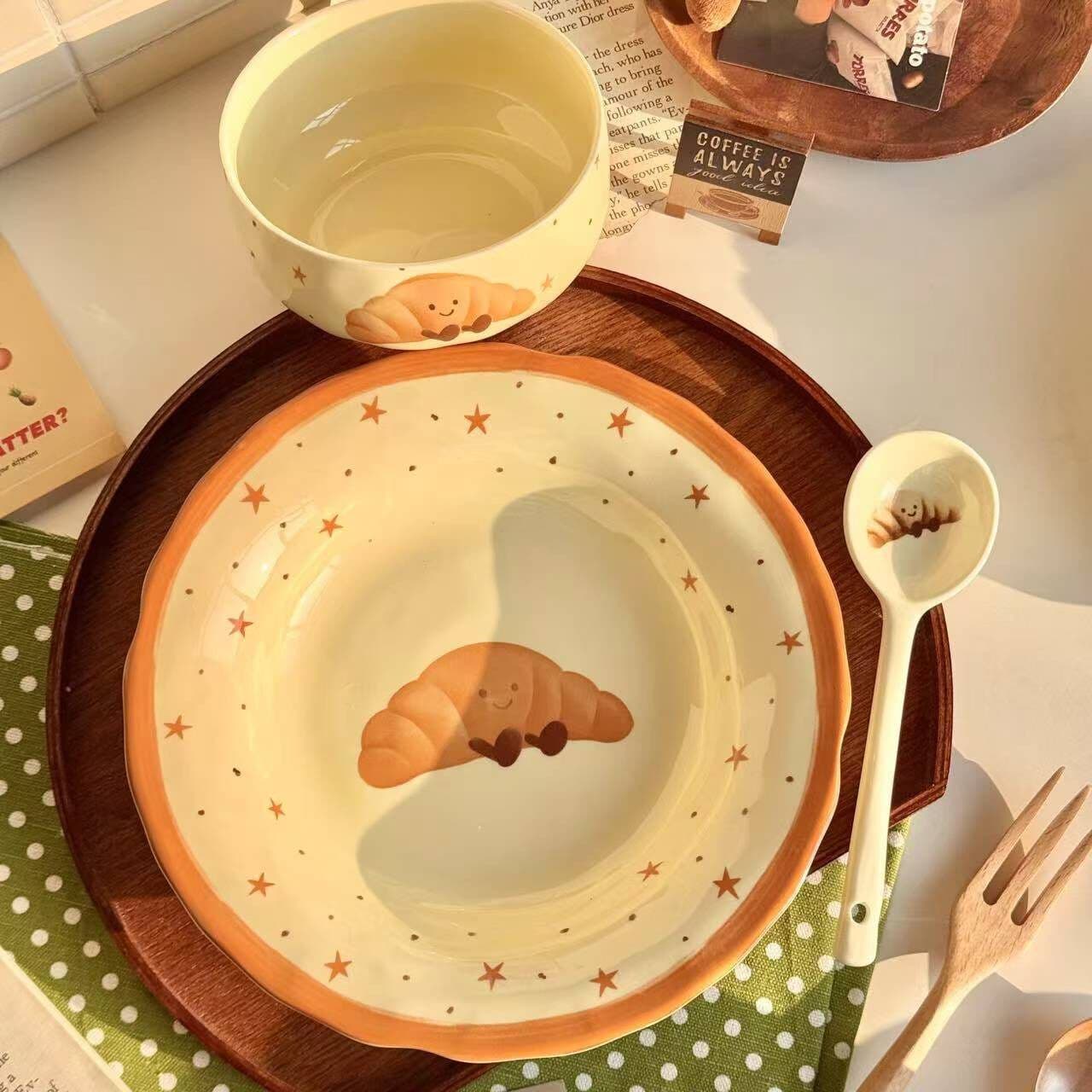 Fruit Croissant Ceramic Rice Bowl Home 2026 New Cute Tableware Yogurt Bowl Personal Special Bowl
