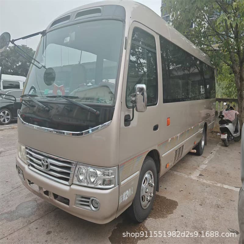 Export used 19-23 seater Toyota Coaster Hiace four-cylinder six-cylinder electric outward swinging door, electric folding door