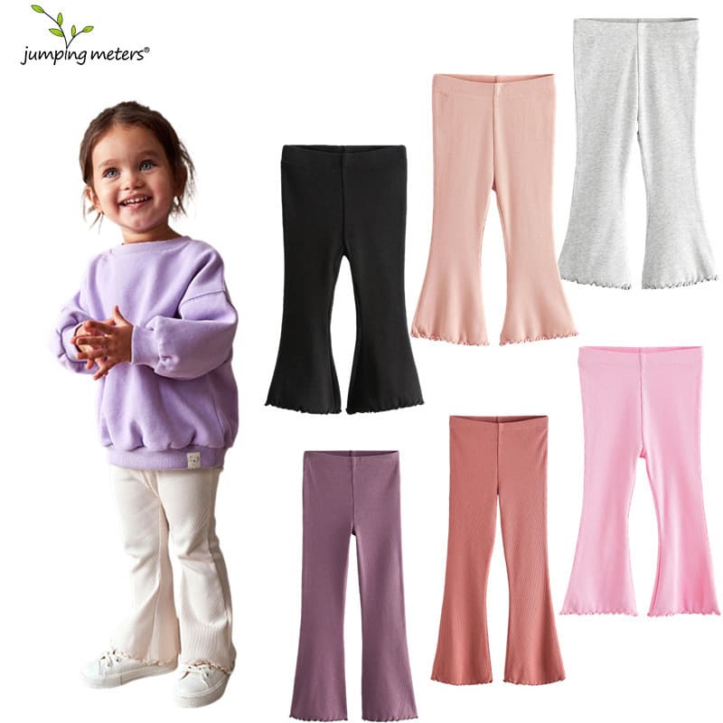 Spring Autumn Children's Leggings Multiple Solid Colors Stretch Girls' Long Pants Tight Flared Leg Long Pants Wholesale