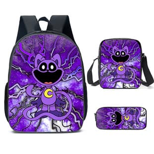 Smiling Critters Purple Cat Backpack: Cartoon Backpack for Primary and Secondary School Students, Children's Backpack