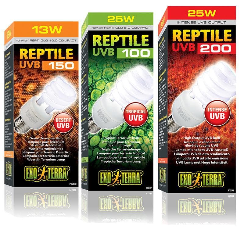 EXO-TERRA UVB Lamp Calcium Supplement Reptile Sun Lamp for Tortoise Enclosure Bearded Dragon Turtle Basking Light