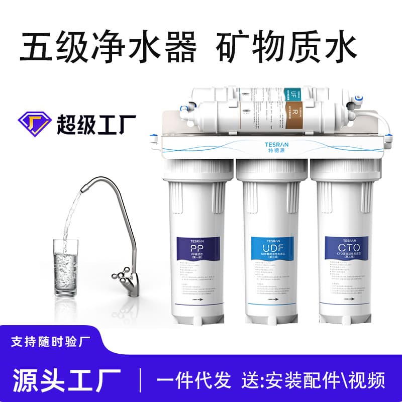 Under Sink 10 Inch 5 Stage 2 Tube Water Purifier Domestic Direct Drinking Machine Chlorine Heavy Metal Iron Rust Sediment Removal