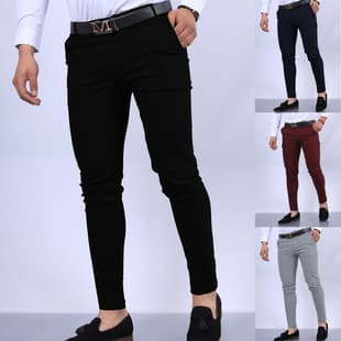 2025 AliExpress Spring/Autumn European American Men's New Solid Color Slim Fit Pocket Detail Casual Formal Dress Pants