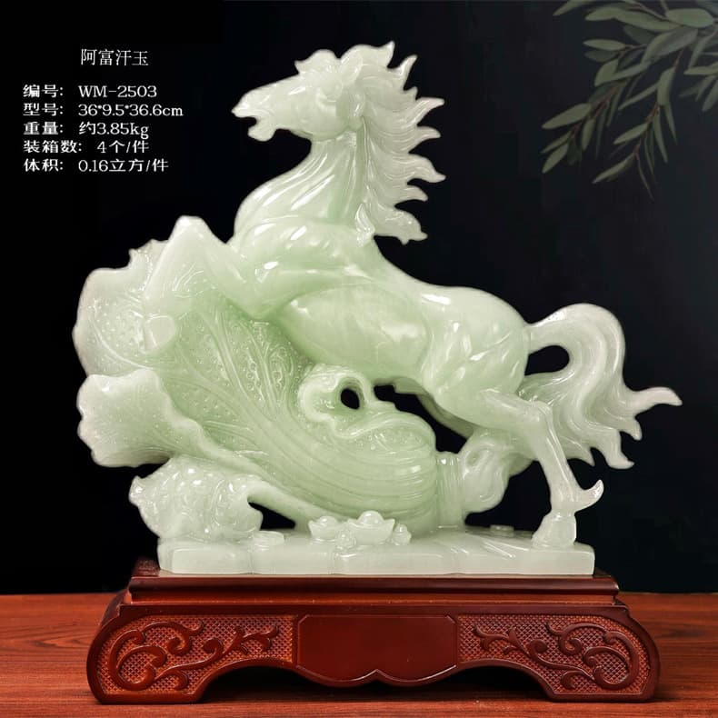 Cross-border Chinese imitation jade horse figurine, a lucky horse ornament, a jade gift for business openings, living room, office, or housewarming. Wholesale.