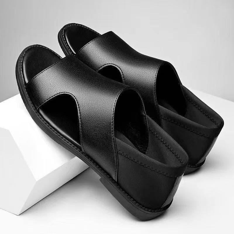 Summer 2025 Men's Sandals Thick Rubber Sole Beach Shoes Middle-Aged Dad Casual Comfortable PVC Upper Adult Leisure Footwear
