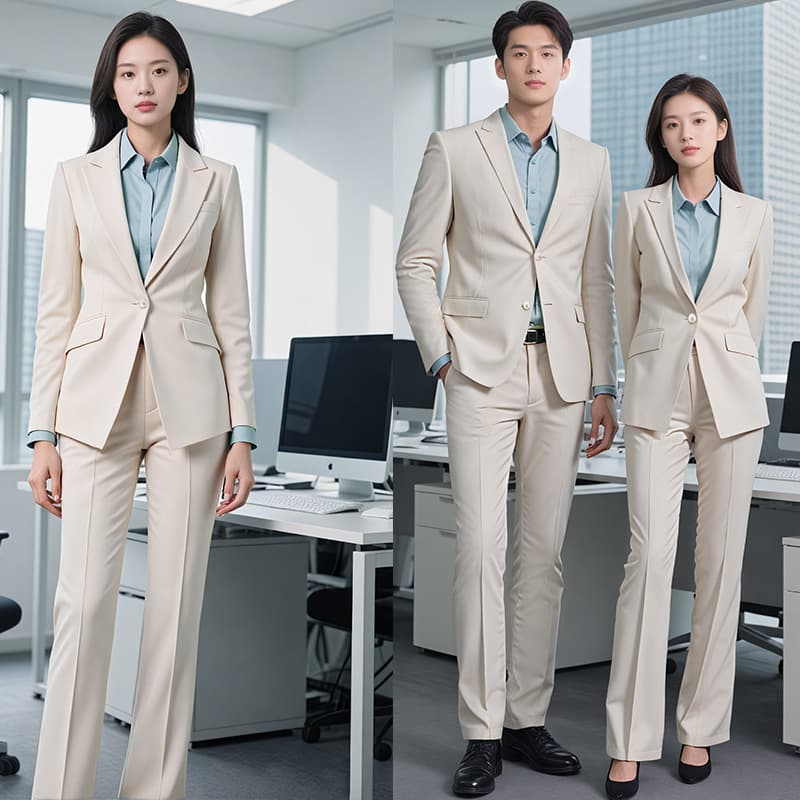 Autumn/Winter Unisex Apricot Business Suit Set for Hosts, Workwear, Groom Tuxedo, Business Interview Formal Attire