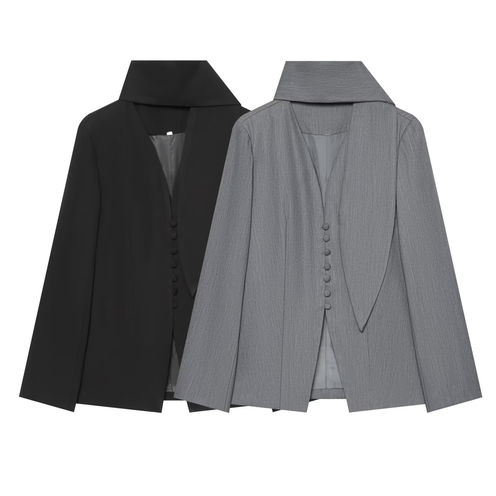PB&ZA autumn new women's classic retro collarless suit for women 2026 high-end loose suit jacket