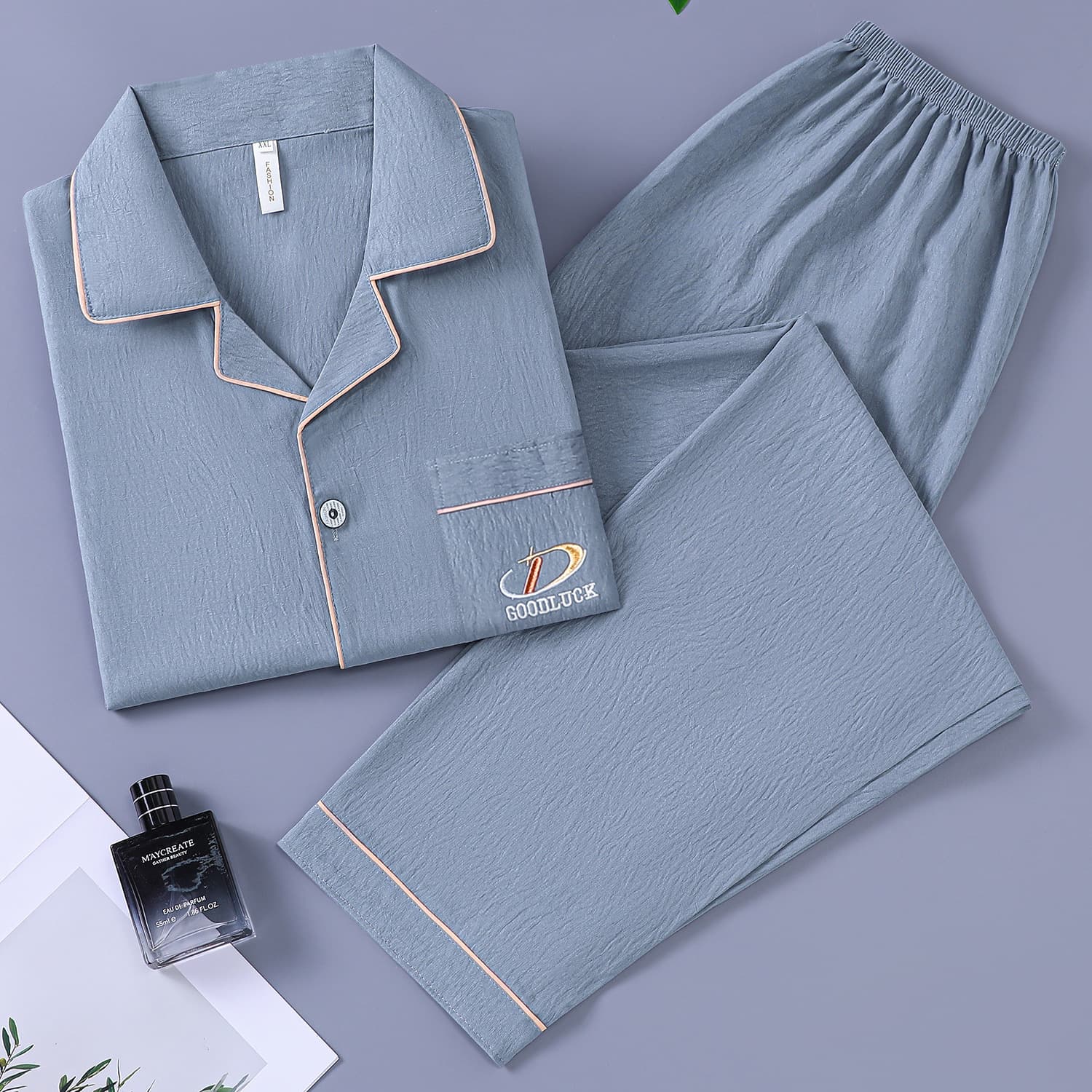 Men's Pajamas Spring Autumn Thin Long Sleeve Cloud Cotton Loose Casual Home Wear Plus Size for Going Out