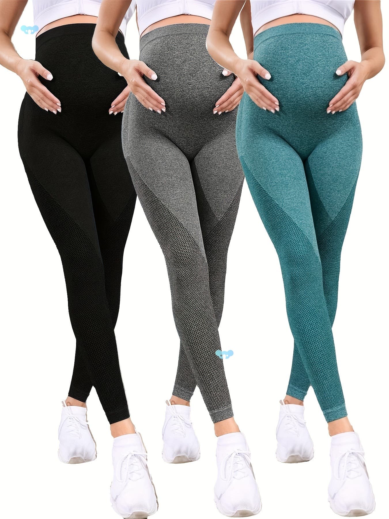 3pcs Maternity Yoga Pants - High Waist, Stretchy &