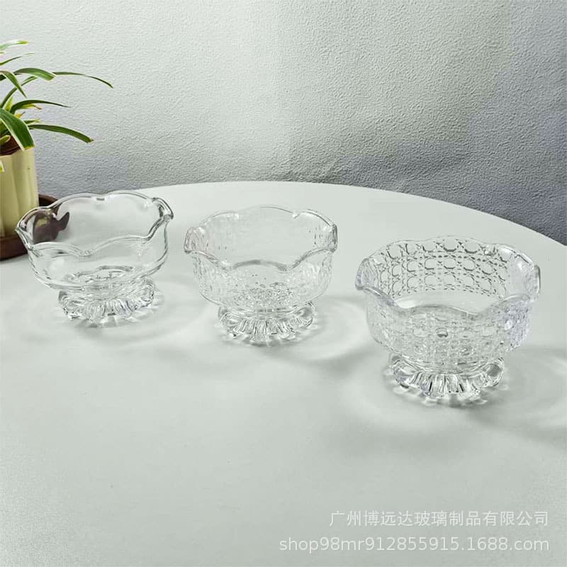 Ins-style Glass Bowl for Ice Cream, Dessert, Fruit, Yogurt, Jelly, Bird's Nest, and Oatmeal