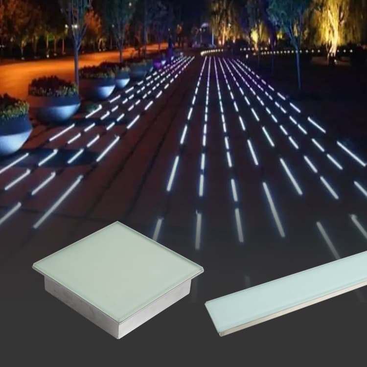 LED floor tile lamp curved light outdoor waterproof linear strip recessed buried circular plaza park ground light