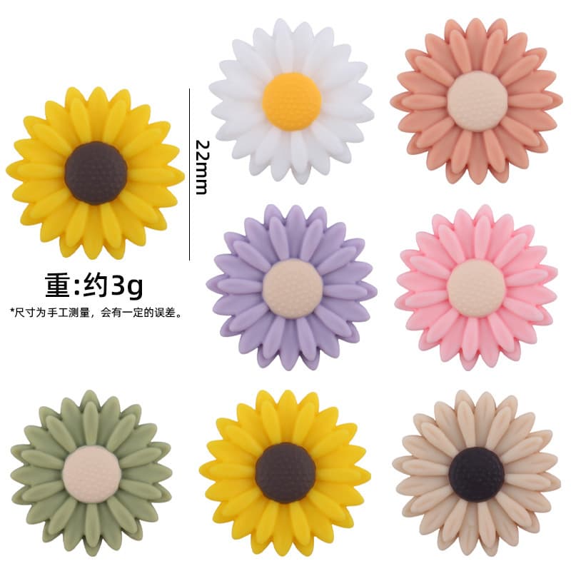 22mm Baby Products Cartoon Daisy Silicone Beads DIY Creative Pacifier Chain Teether Bracelet Toy Accessories