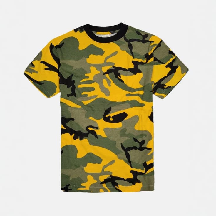 Army Military Camouflage T-Shirt for EU/US Market, American Retro Contrast Camouflage Print Short Sleeve for Men and Women