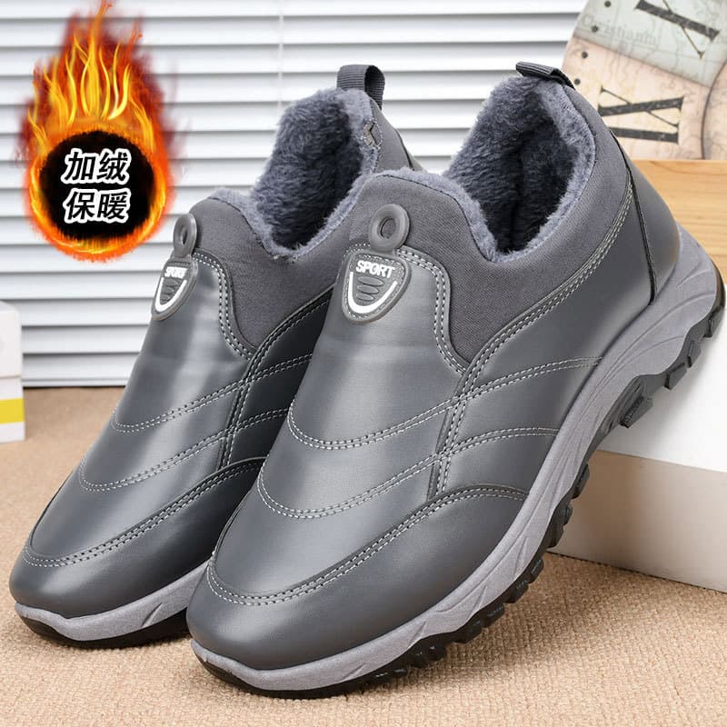 Cross-border Winter Men's Cotton Shoes with Fleece Lining, Thickened, Slip-on, Thick Sole, Middle-aged and Elderly Dad Shoes, Warm and Waterproof Men's Cotton Boots