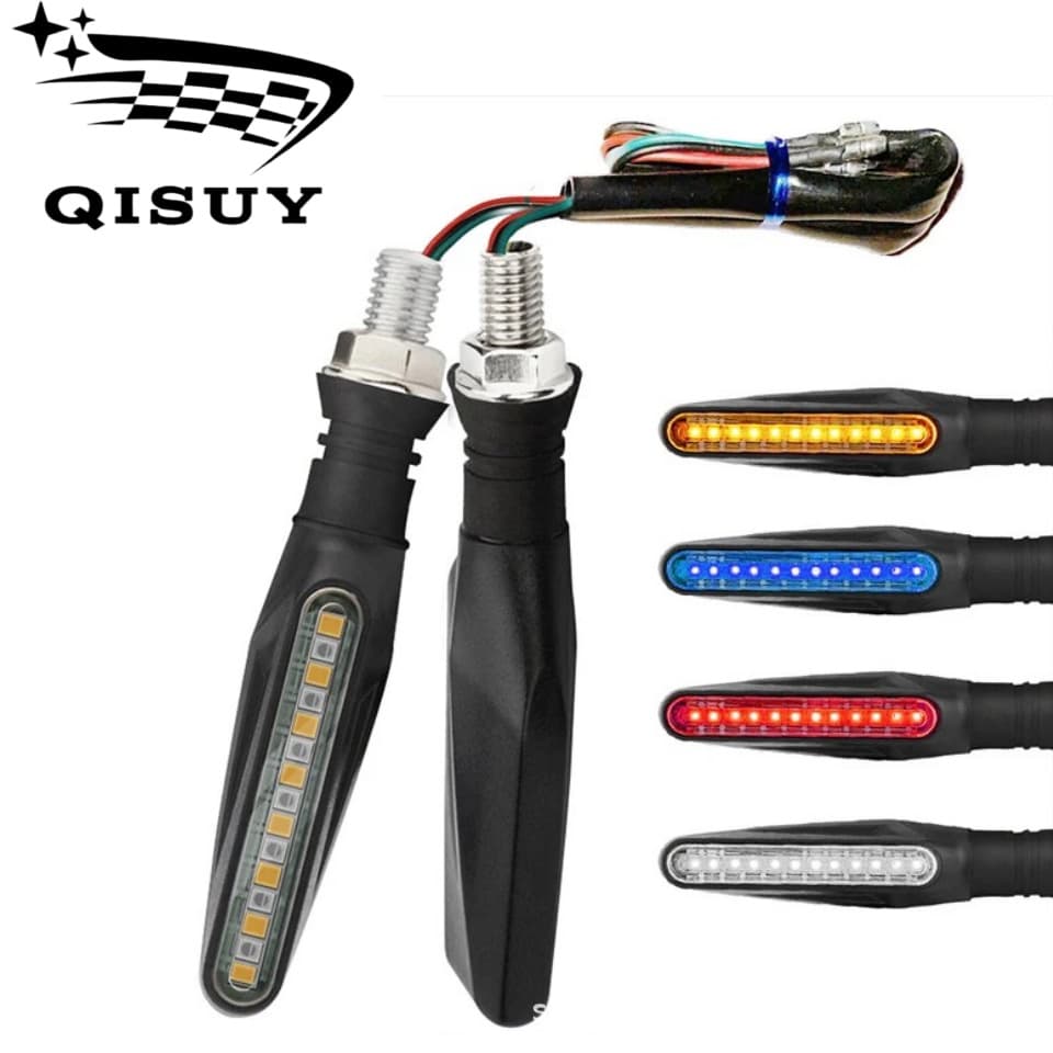 Motorcycle LED Dual-Color Turn Signal Light, Daytime Running Light, Sequential Turn Signal, One-Line Running Light, 12V Universal