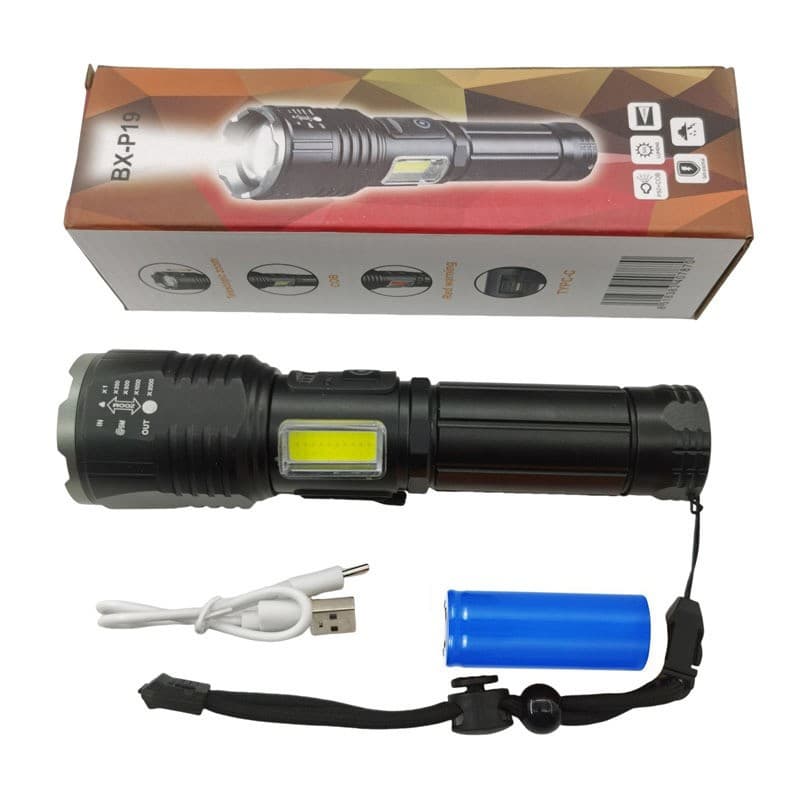 Multifunctional LED Flashlight, Super Bright, Outdoor Rechargeable, Portable, Long-Lasting, Long-Range Zoomable Flashlight