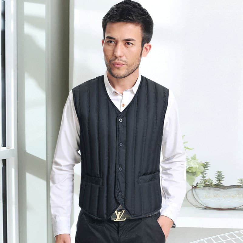 Down Vest Men's Short Winter Down Jacket Middle-Aged and Elderly Inner Wear Plus-Size Vest Slim Warm Down Liner