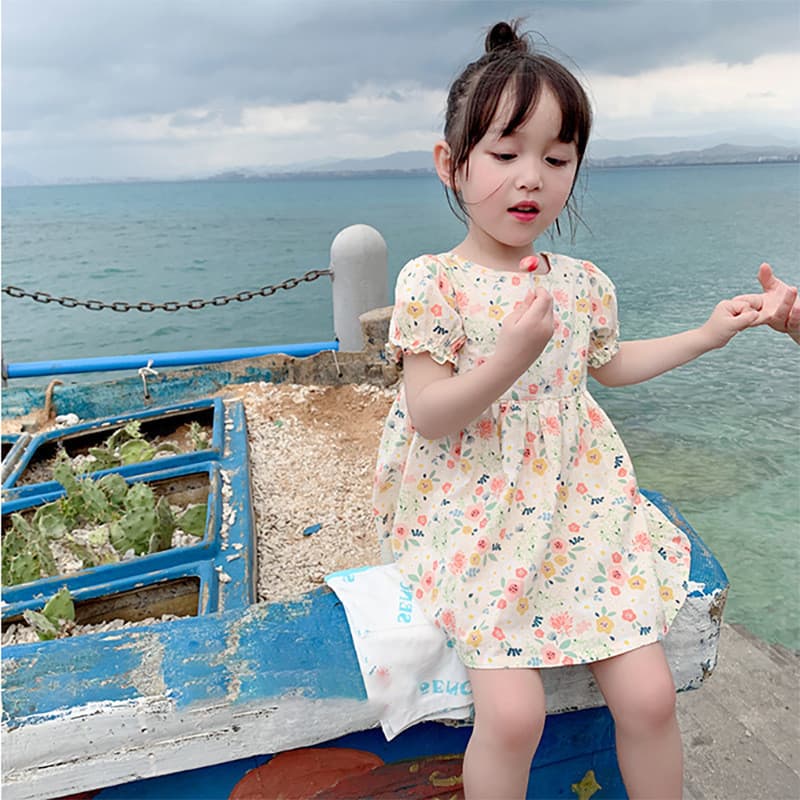 Girls' Dress 2025 New Summer Fashionable Little Princess Dress Pure Cotton Children's Cotton Floral Skirt