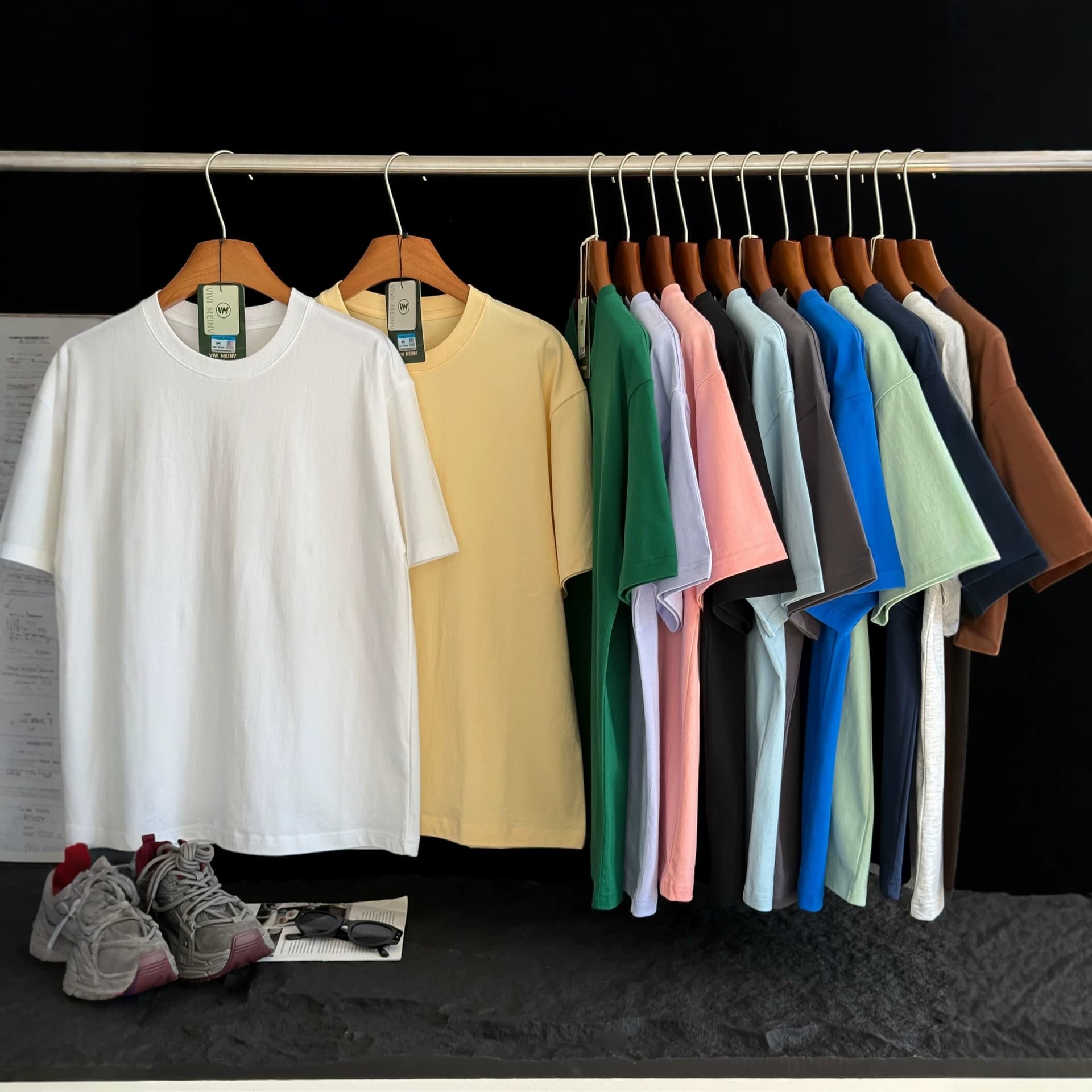 Heavyweight short-sleeved T-shirt for men and women, summer solid color, round neck, loose fit, versatile, Xinjiang cotton thick T-shirt