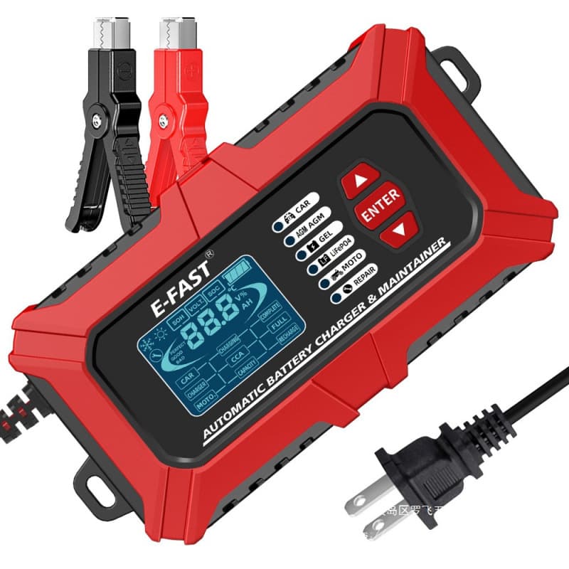 E-FAST Battery Tester/Analyzer, 12V Lithium Iron Phosphate Motorcycle/Lead Acid Car Battery Charger