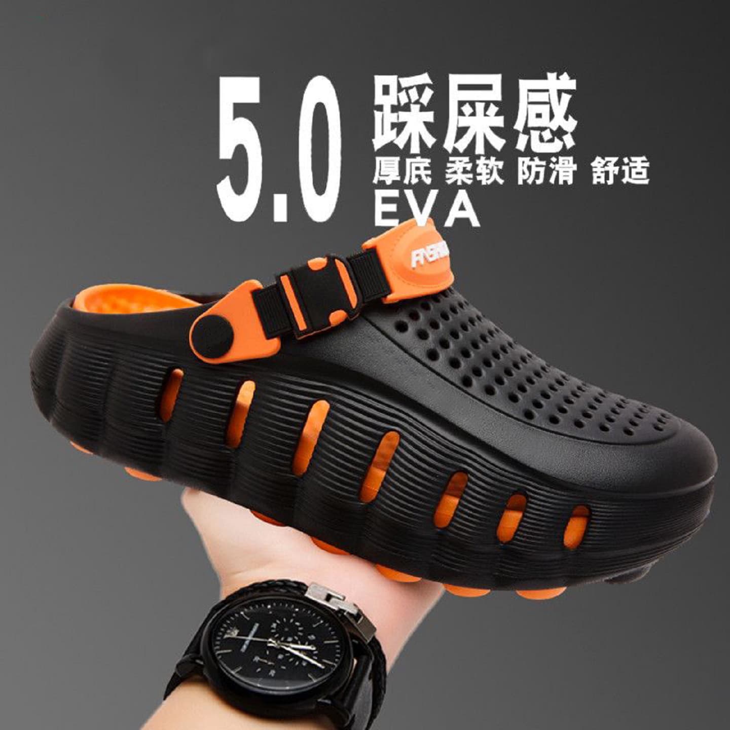 Men's Clog Shoes Summer 2026 New Outdoor Anti-Slip Soft Sole Cloud-Like Comfort Beach Toe-Covered Sandals